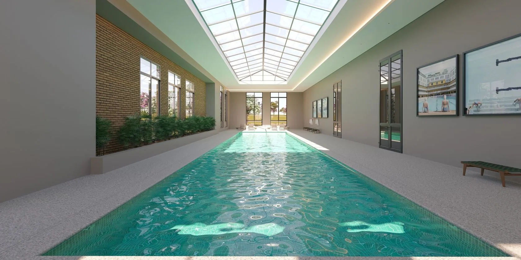 Piscina coberta com raias